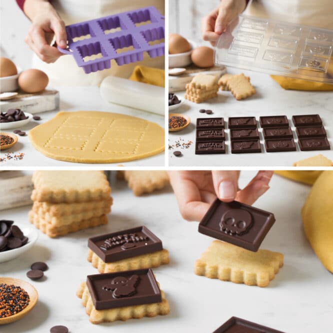 Passaggi per preparare biscotti CiocCookies Halloween ricoperti di cioccolato