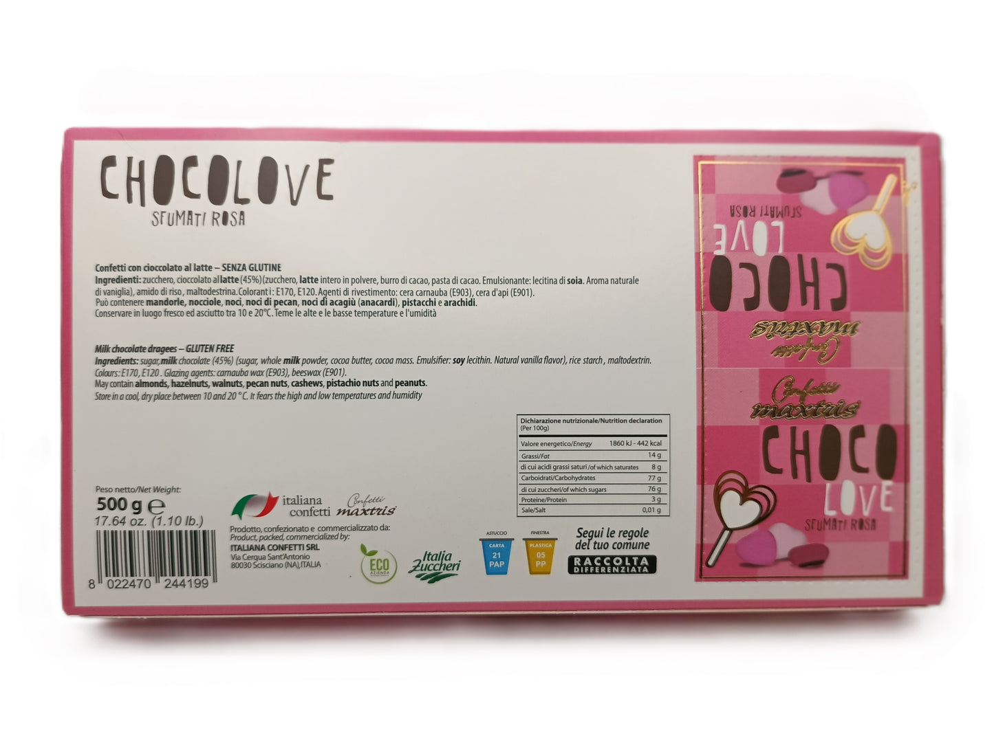 CONFETTI ChocoLove Cuori piccoli sfumati ROSA 500g
