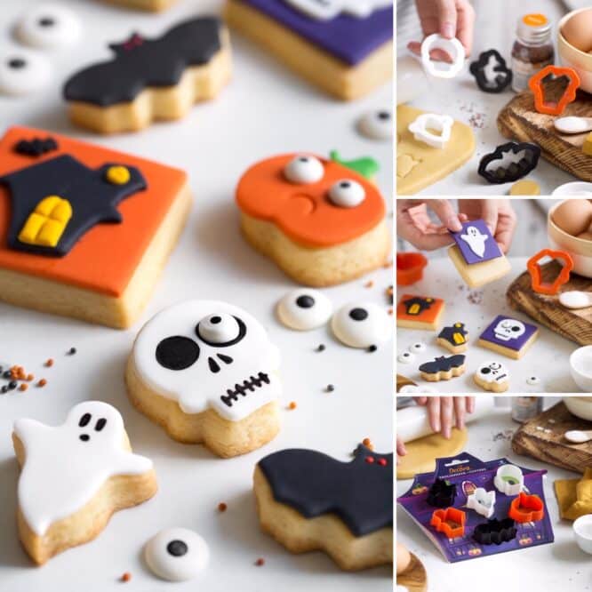 Preparazione di biscotti con tagliapasta mini Halloween