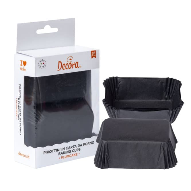 Pirottini in carta da forno per Mini Plumcake -  Nero / Arancione -  36 pezzi