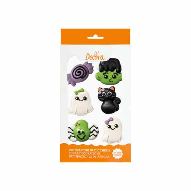 Confezione di sei decorazioni in zucchero assortite per Halloween