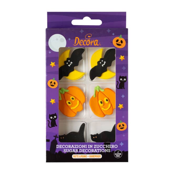 Confezione da sei decorazioni in zucchero Halloween Decora