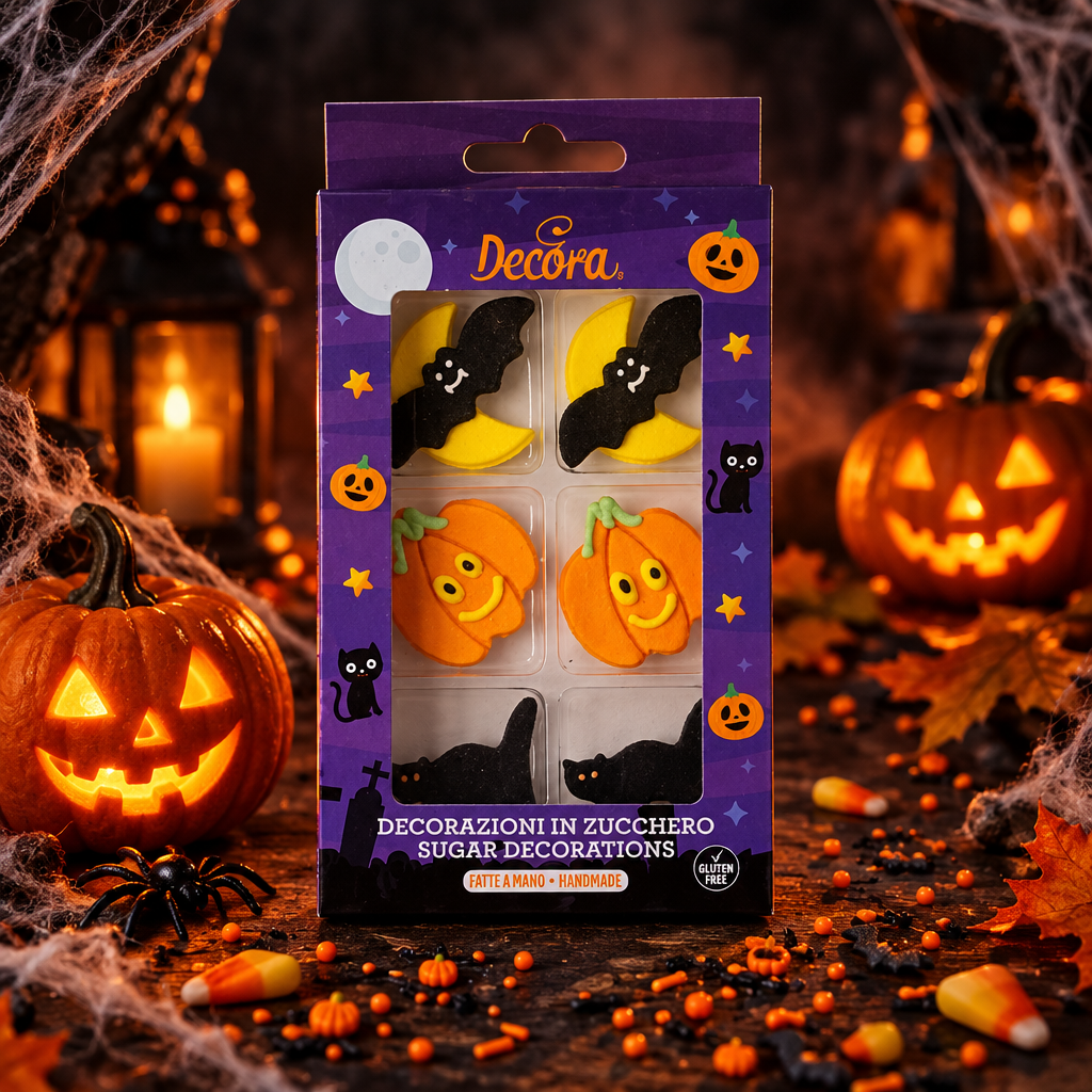 Decorazioni Halloween in zucchero fatte a mano, 6 pezzi