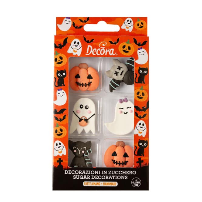 Confezione Decora di 6 decorazioni in zucchero assortite per Halloween