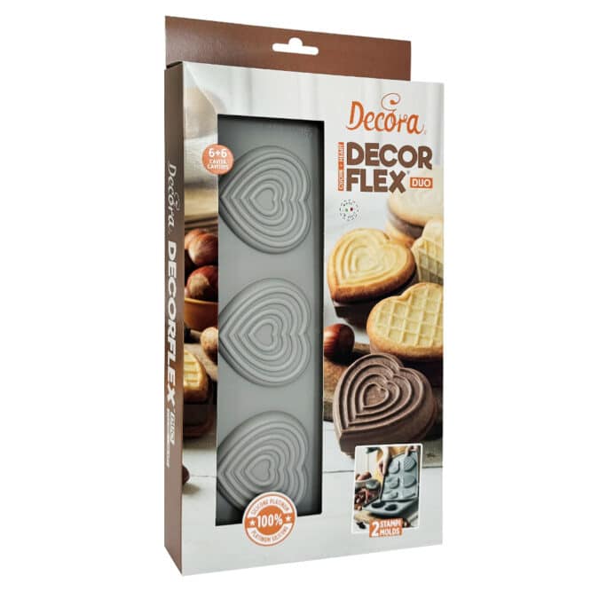Stampo in Silicone Duo Cuore Decora – Set 2 pz, 6 Cavità