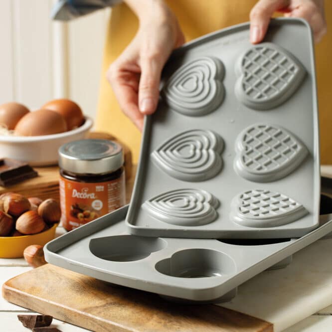Stampo in Silicone Duo Cuore Decora – Set 2 pz, 6 Cavità