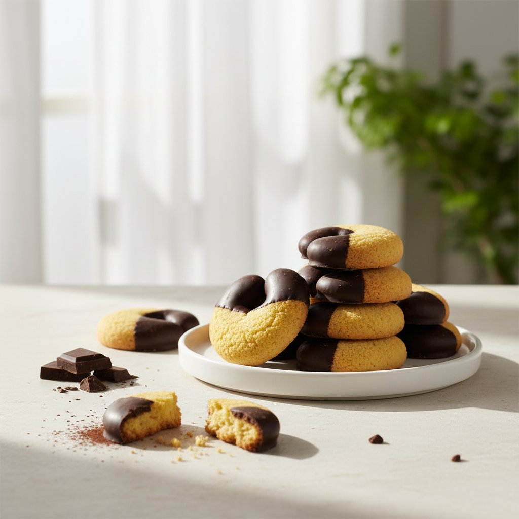 Biscotti di frolla ricoperti di cioccolato fondente 250g