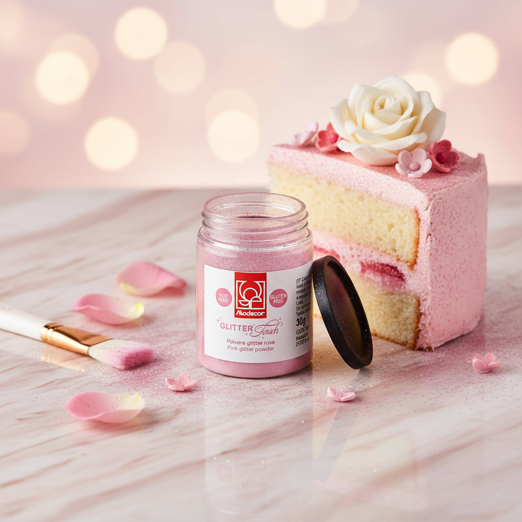Colorante alimentare metallico rosa 30g - Modecor