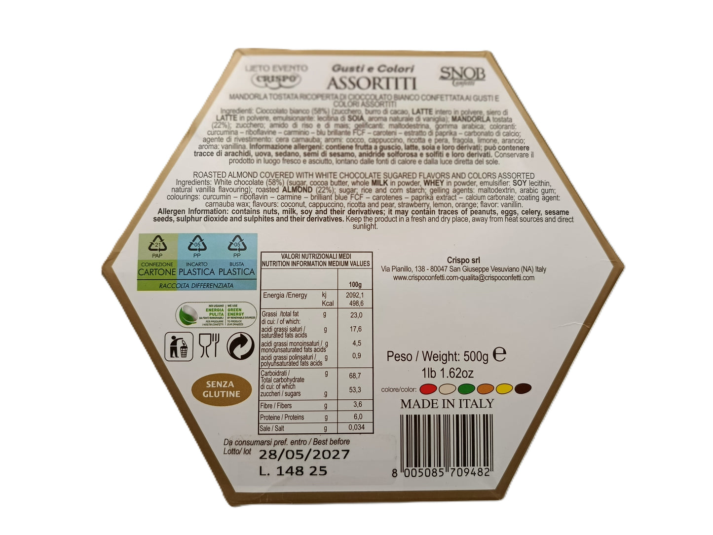 Crispo Snob Lieto Evento Confetti Colori Assortiti 6 Gusti 500g