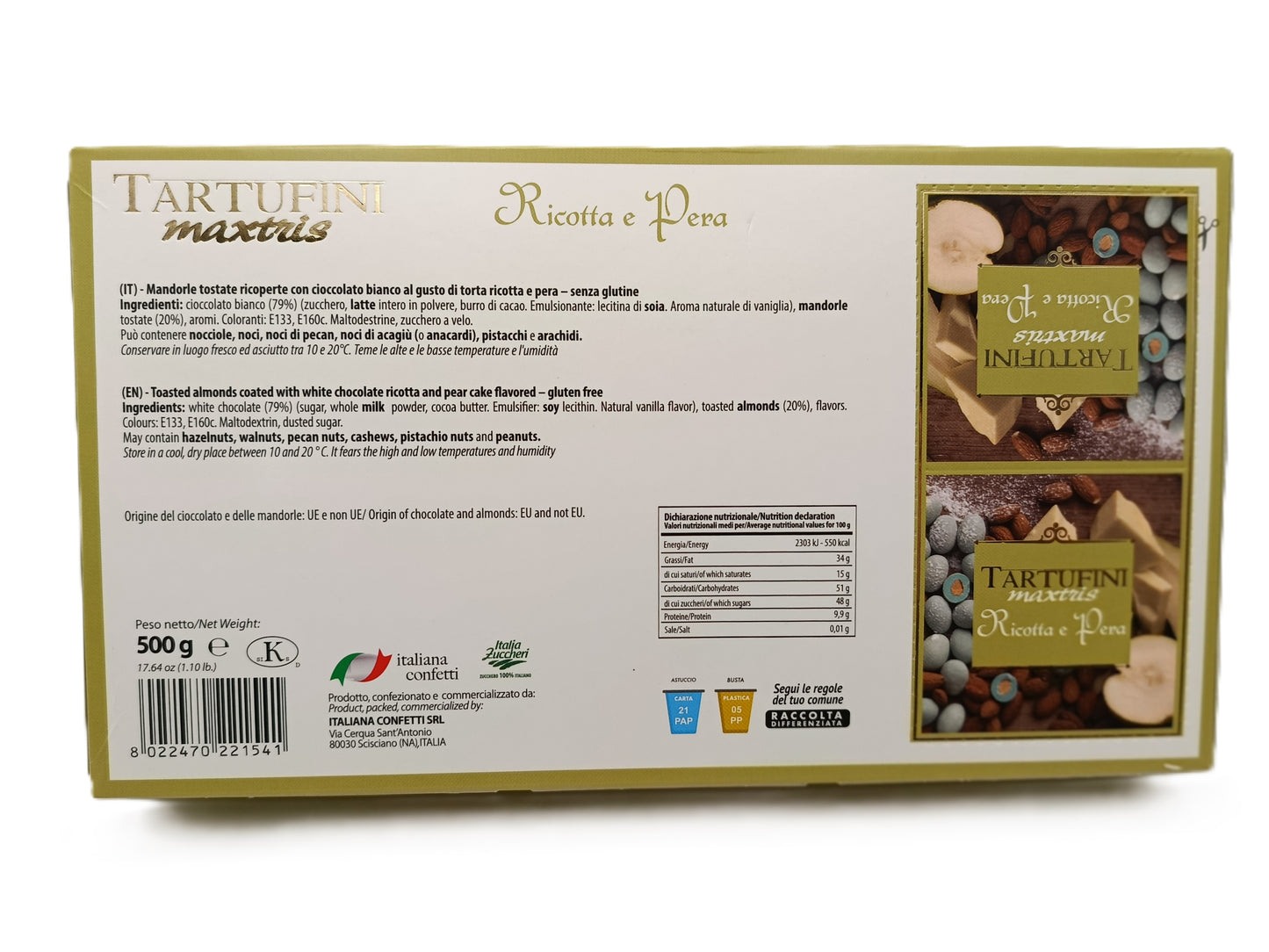 Tartufini Ricotta e Pera 500g