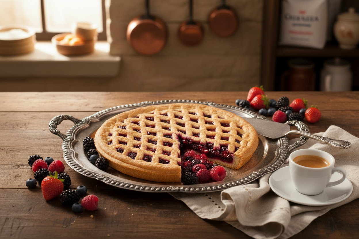 Crostata alla frutta: Albicocca, Frutti di Bosco 500g
