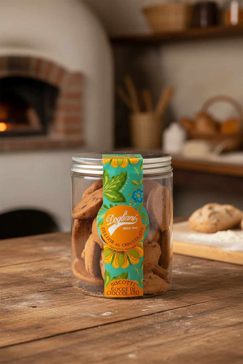 Biscotti Frolla con Gocce di Cioccolato confezione Gourmet - Barattolo 300g