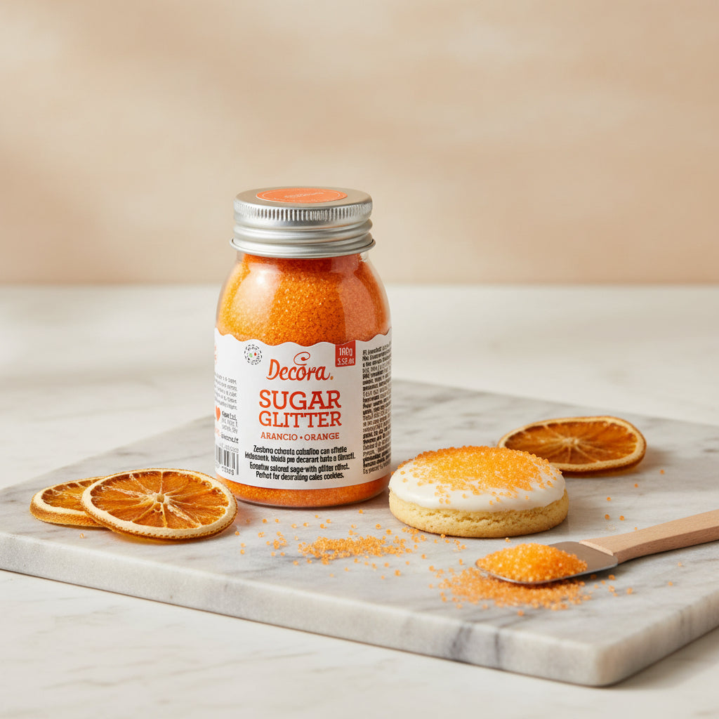 Zucchero glitterato arancio 100g