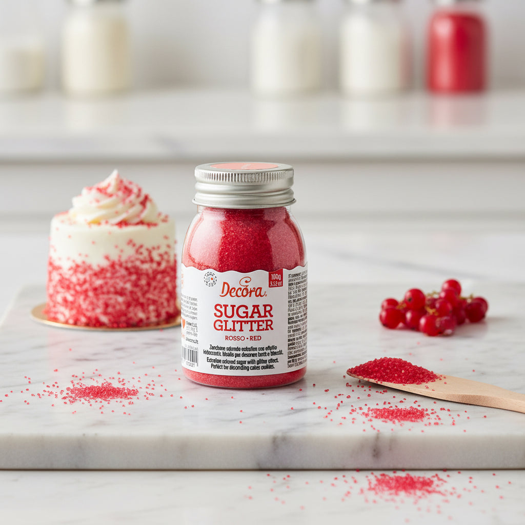 Zucchero glitterato rosso 100g