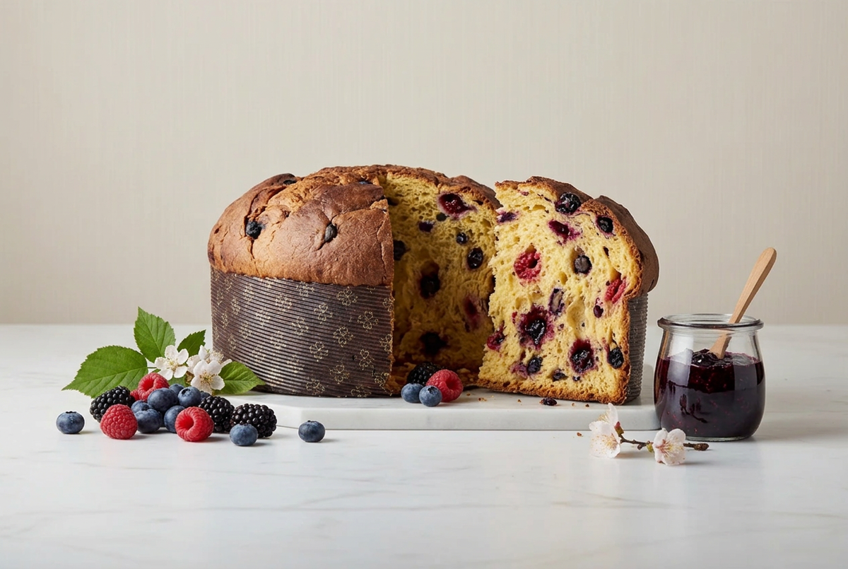 Immagine illustrativa generata del panettone ai frutti di bosco