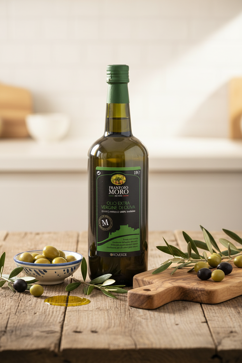 Olio Extravergine di Oliva Oroverde Estratto a Freddo 100% Italiano - Frantoio Moro - 1L