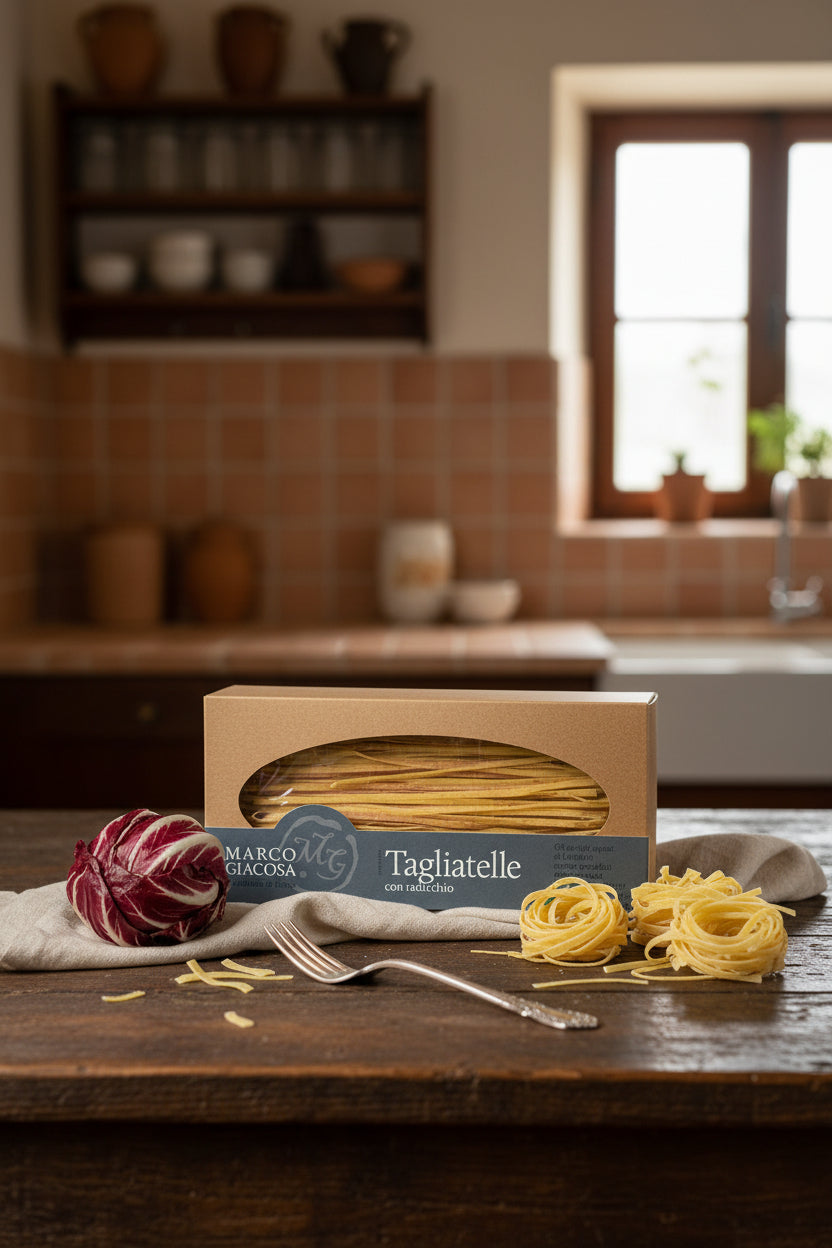 Tagliatelle con Radicchio Marco Giacosa - Pasta all'Uovo delle Langhe - 250gr