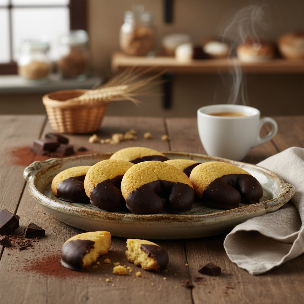 Biscotti di frolla ricoperti di cioccolato fondente 250g